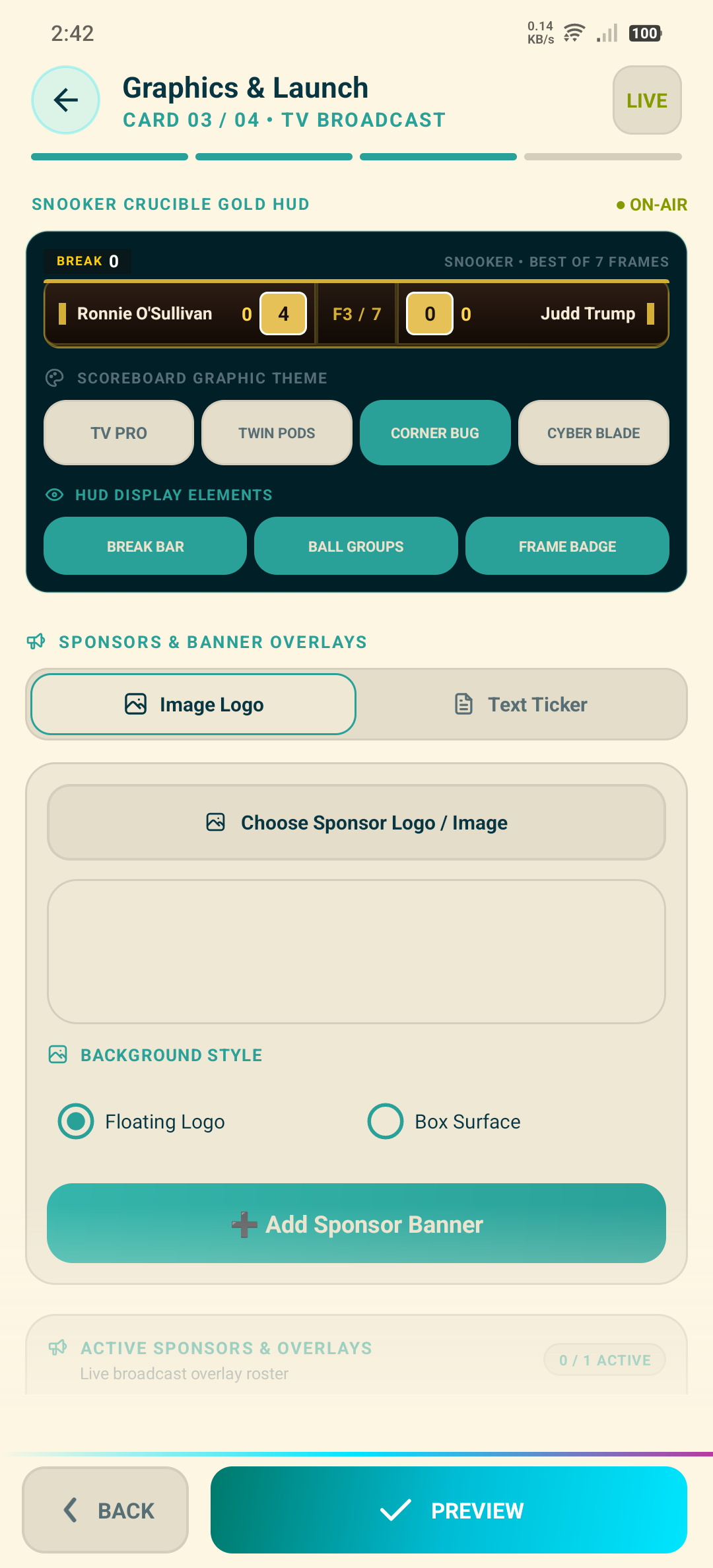 Graphics themes screen