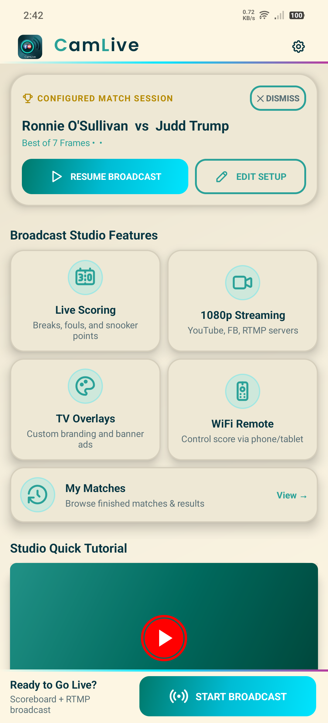 Home dashboard